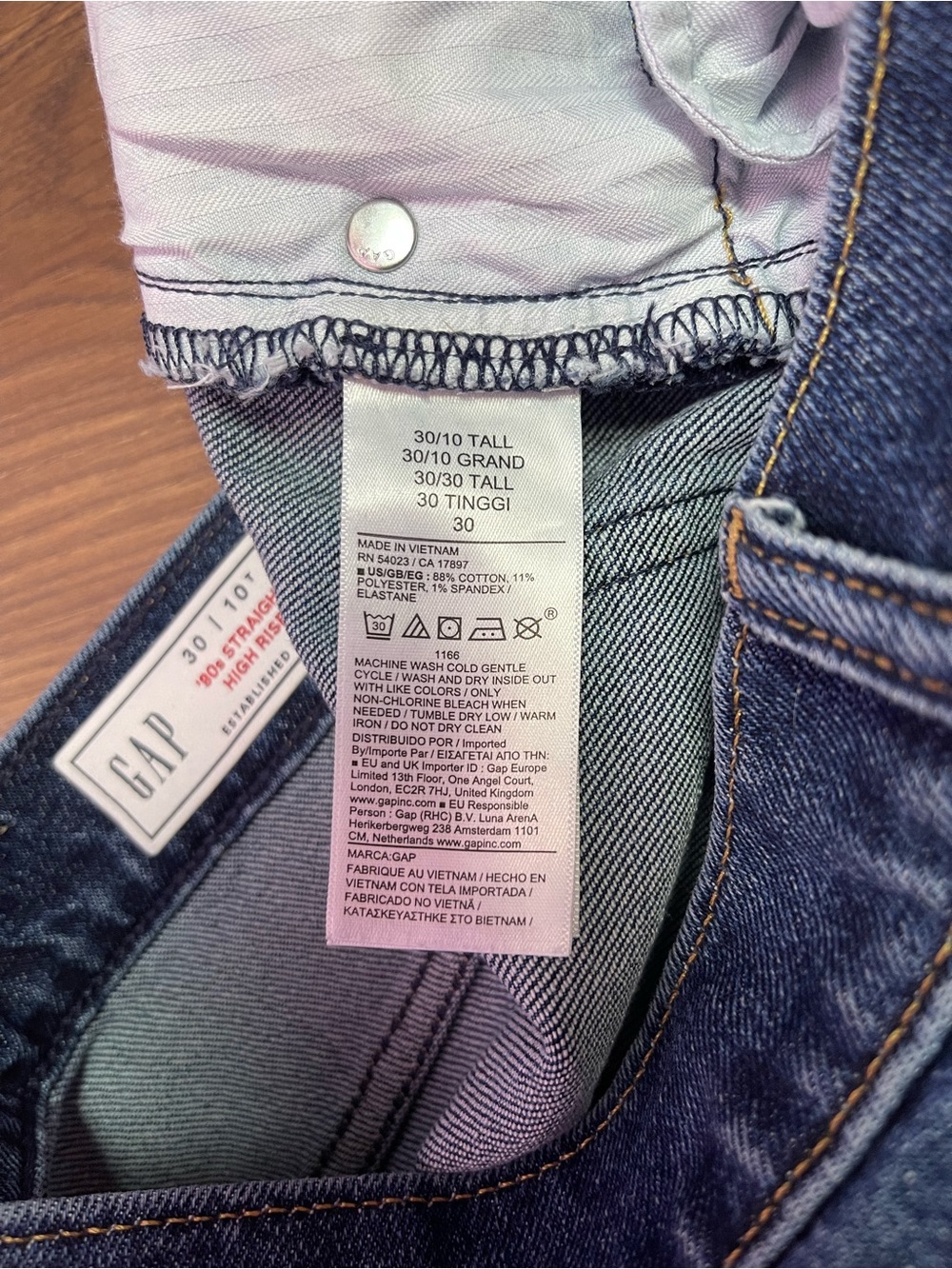 GAP High Rise '90s Slim Straight Jeans Women's 30 Tall Dark Indigo - Picture 13 of 15